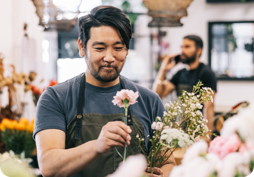 A man florist. Inclusion focus.