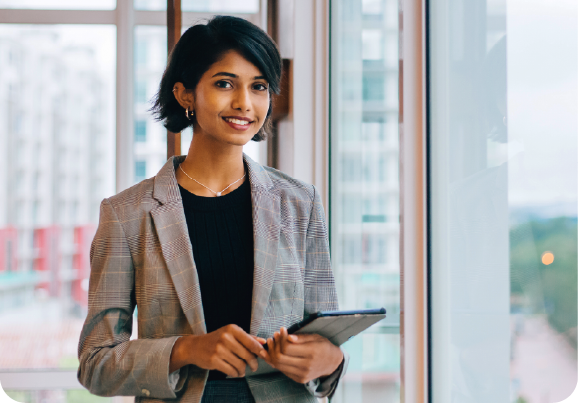 Indian corporate woman. Inclusion focus. 