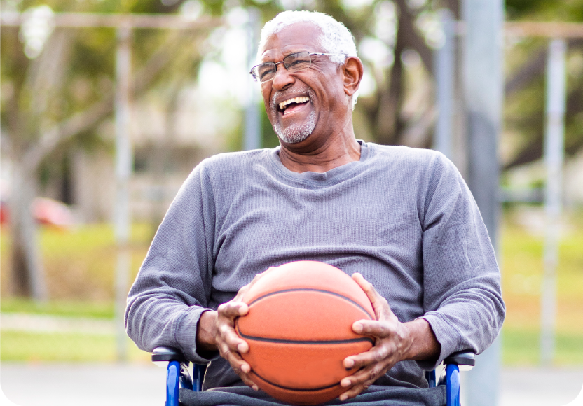 African American disabled man.  Inclusion focus.