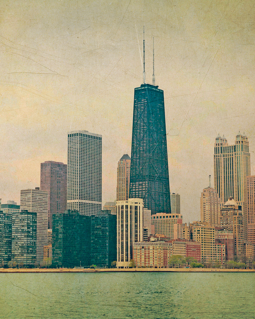 Chicago, Illinois skyline in the 1980's